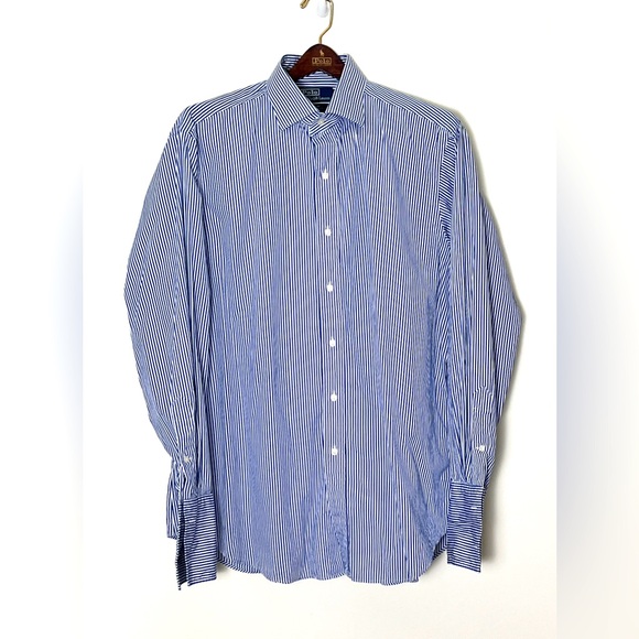 Polo Ralph Lauren Button Up Shirt Men’s 17 Regent Classic Fit‎ Blue Striped - Picture 1 of 5